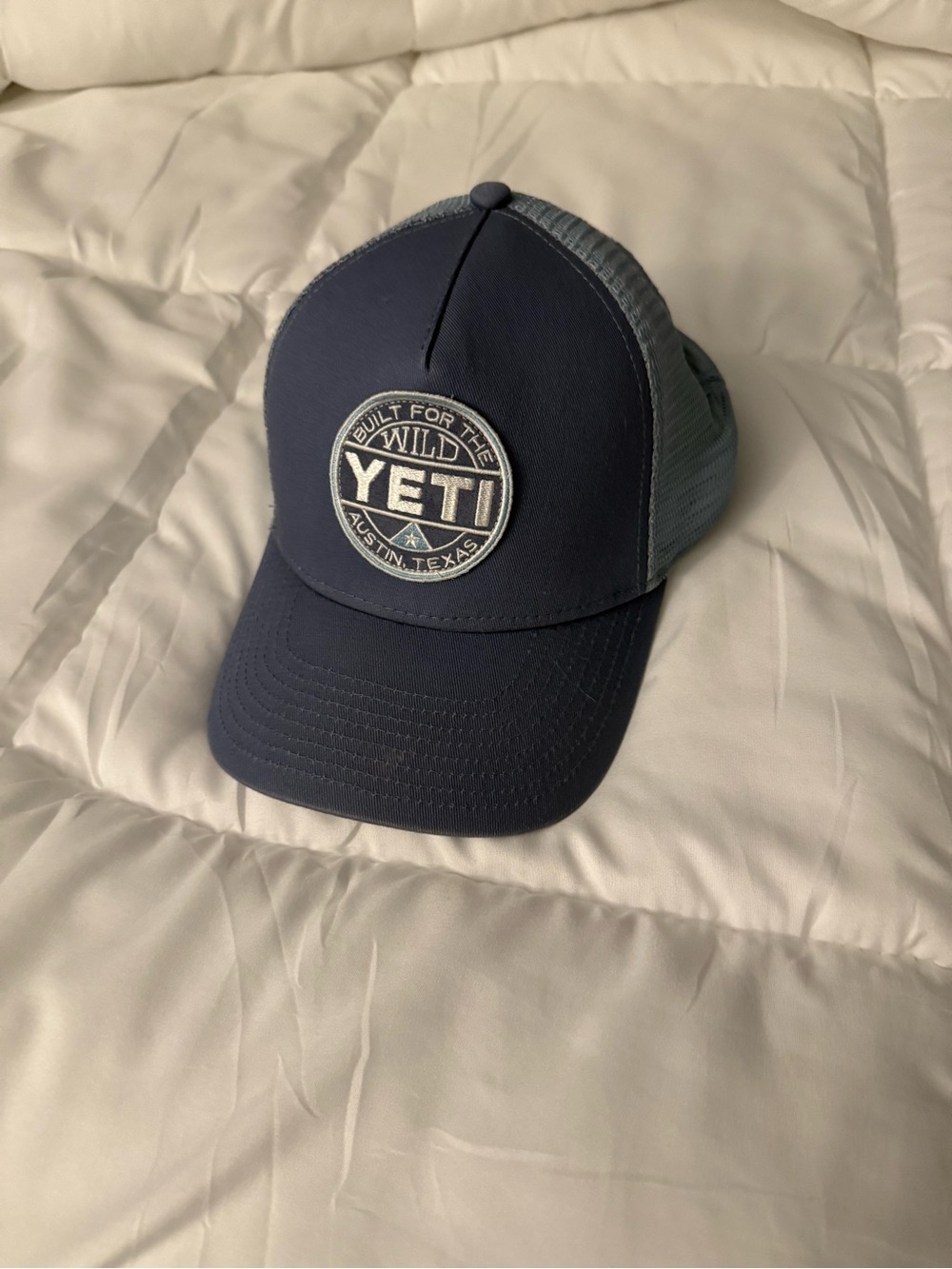 Yeti Two-Tone Navy and Light Blue Mesh Trucker Hat